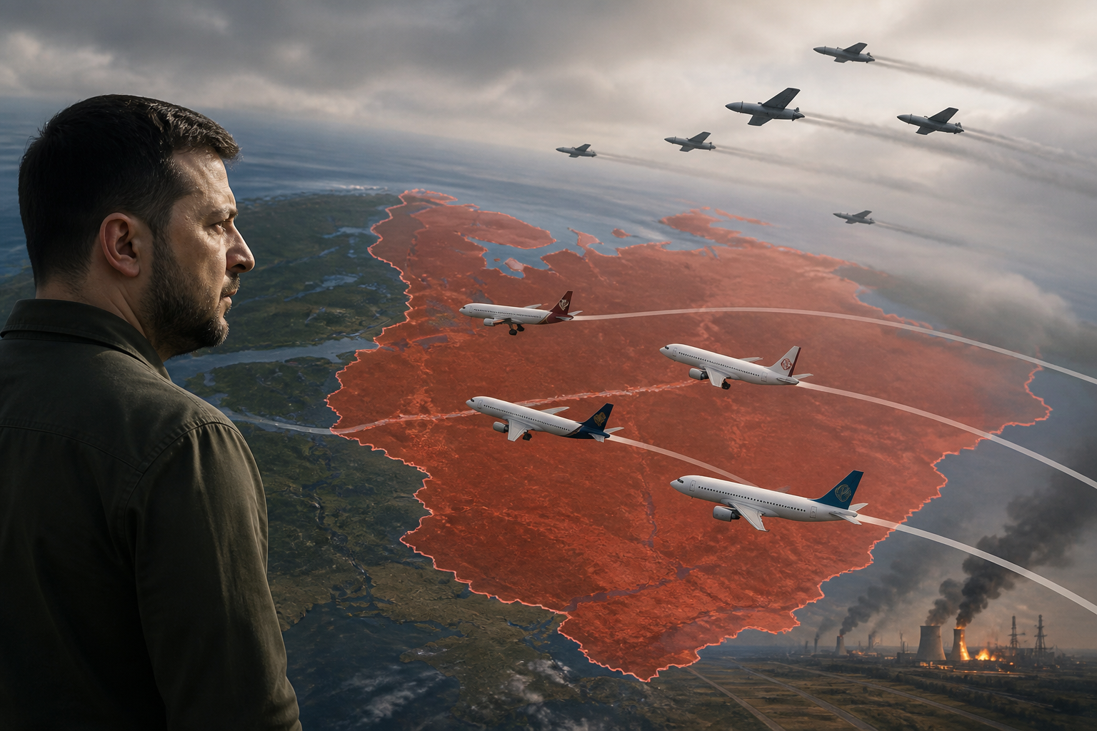 Zelensky Warns Airlines Away From Russian Airspace as Ukrainian Drone Activity Grows